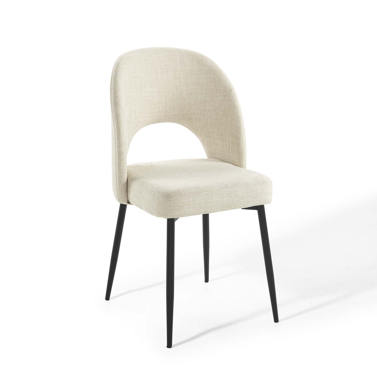 Rouse Black/Beige Upholstered Fabric Dining Side Chair (Set of 2) - Ornate Home