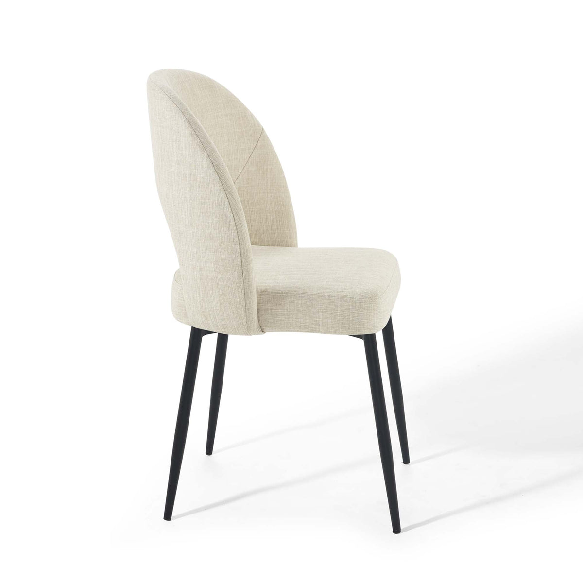 Rouse Black/Beige Upholstered Fabric Dining Side Chair (Set of 2) - Ornate Home