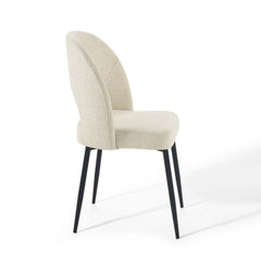 Rouse Black/Beige Upholstered Fabric Dining Side Chair (Set of 2) - Ornate Home