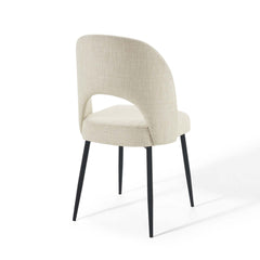 Rouse Black/Beige Upholstered Fabric Dining Side Chair (Set of 2) - Ornate Home