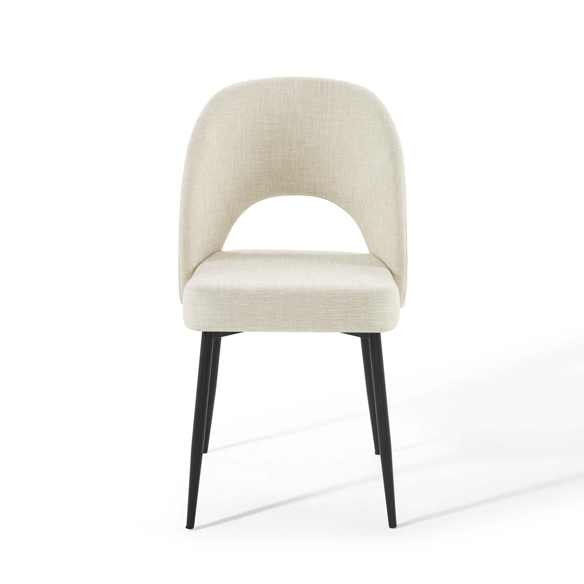 Rouse Black/Beige Upholstered Fabric Dining Side Chair (Set of 2) - Ornate Home