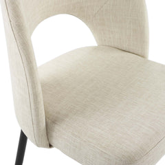 Rouse Black/Beige Upholstered Fabric Dining Side Chair (Set of 2) - Ornate Home
