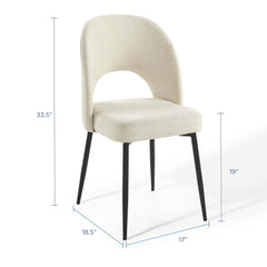Rouse Black/Beige Upholstered Fabric Dining Side Chair (Set of 2) - Ornate Home