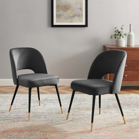 Rouse Charcoal Performance Velvet Dining Side Chairs (Set of 2) - Ornate Home