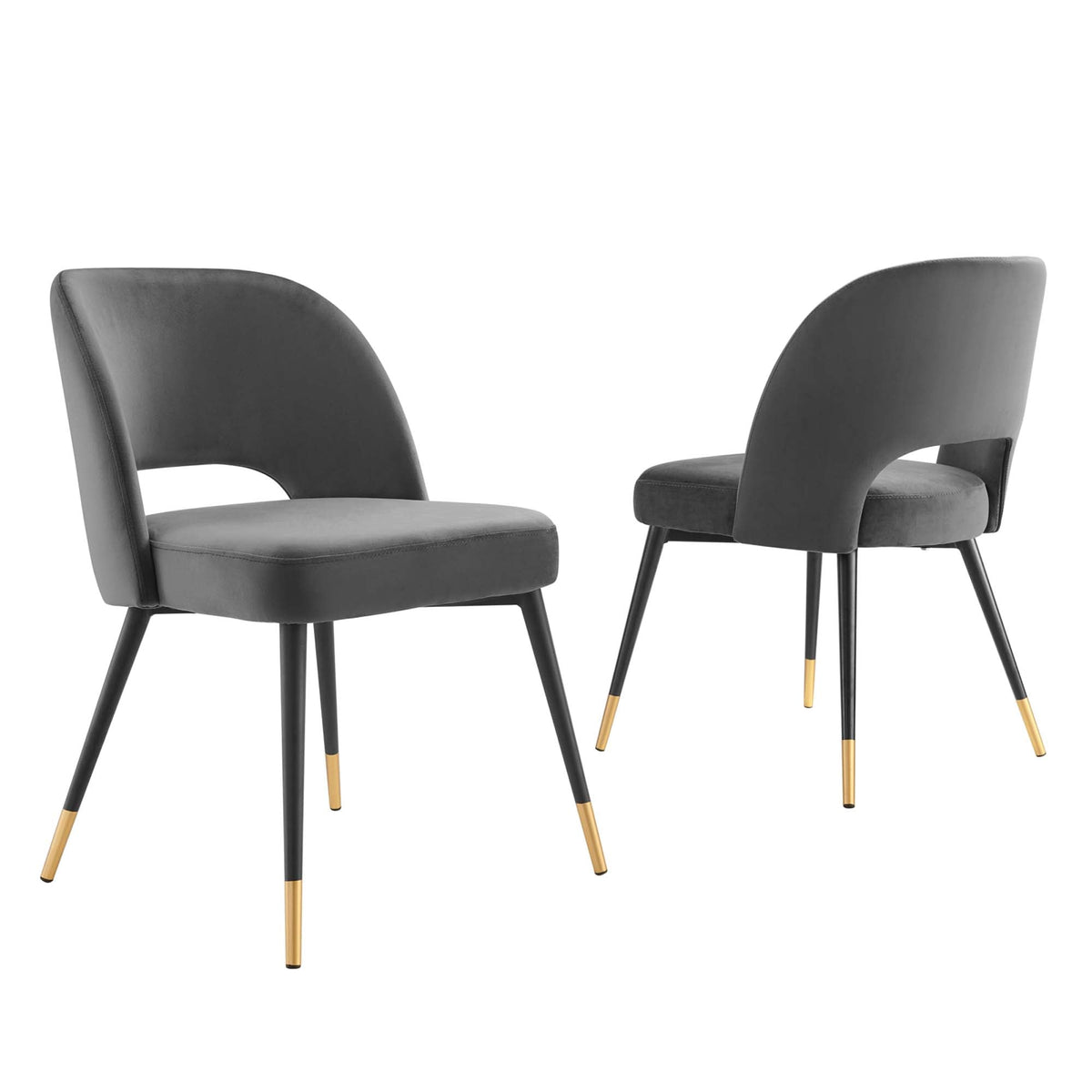 Rouse Charcoal Performance Velvet Dining Side Chairs (Set of 2) - Ornate Home