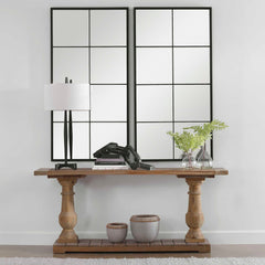 Rousseau Black Iron Window Mirror - Ornate Home