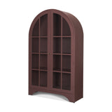 Rousseau Burgundy Arched Curio Cabinet with Glass Doors - Ornate Home