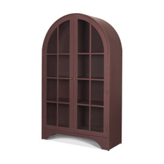 Rousseau Burgundy Arched Curio Cabinet with Glass Doors - Ornate Home