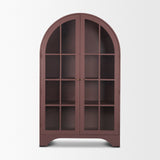 Rousseau Burgundy Arched Curio Cabinet with Glass Doors - Ornate Home