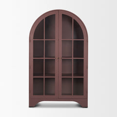 Rousseau Burgundy Arched Curio Cabinet with Glass Doors - Ornate Home