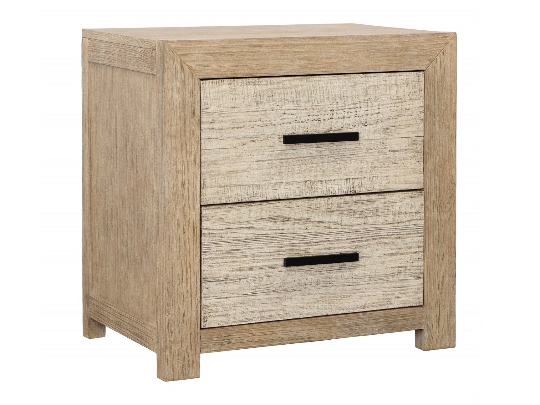 Roux Light Gray Warm Wash Nightstand Double Drawer - Ornate Home