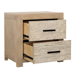 Roux Light Gray Warm Wash Nightstand Double Drawer - Ornate Home