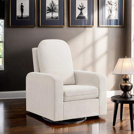 Rovigo White Glider Swivel Chair - Ornate Home