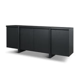 Rowan Black Oak Wood Closed 4 Door Sideboard - Ornate Home