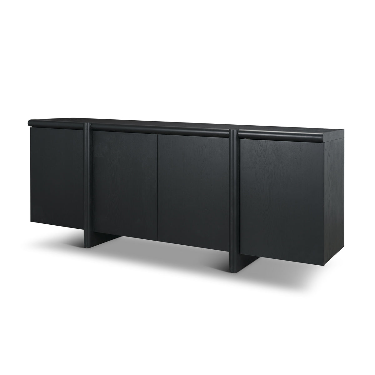Rowan Black Oak Wood Closed 4 Door Sideboard - Ornate Home