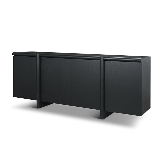 Rowan Black Oak Wood Closed 4 Door Sideboard - Ornate Home