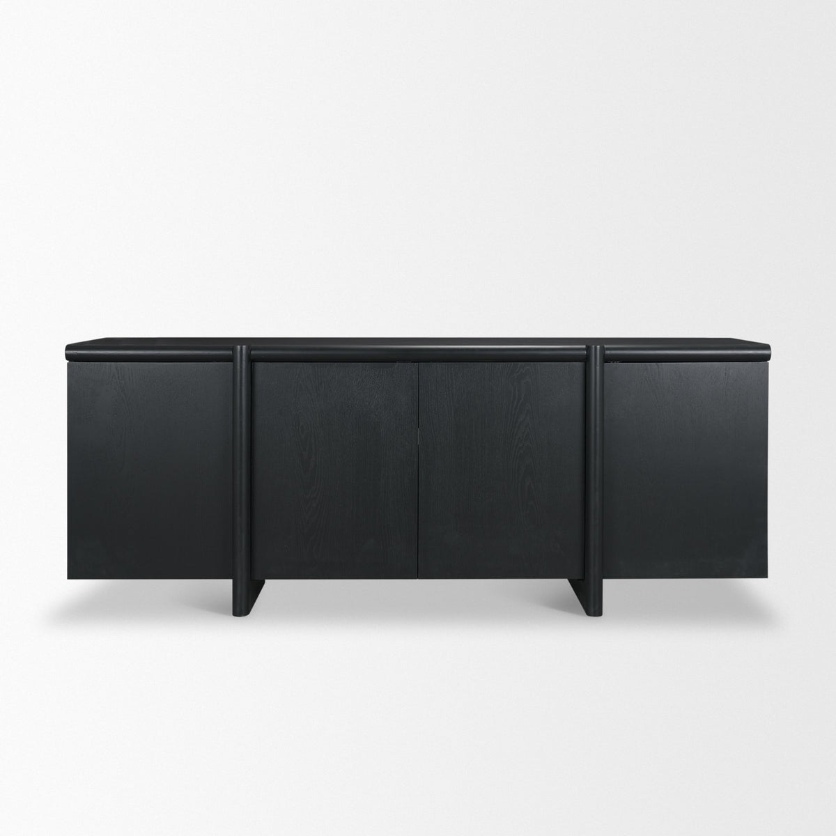 Rowan Black Oak Wood Closed 4 Door Sideboard - Ornate Home