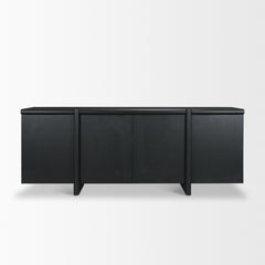 Rowan Black Oak Wood Closed 4 Door Sideboard - Ornate Home