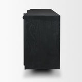 Rowan Black Oak Wood Closed 4 Door Sideboard - Ornate Home
