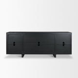 Rowan Black Oak Wood Closed 4 Door Sideboard - Ornate Home