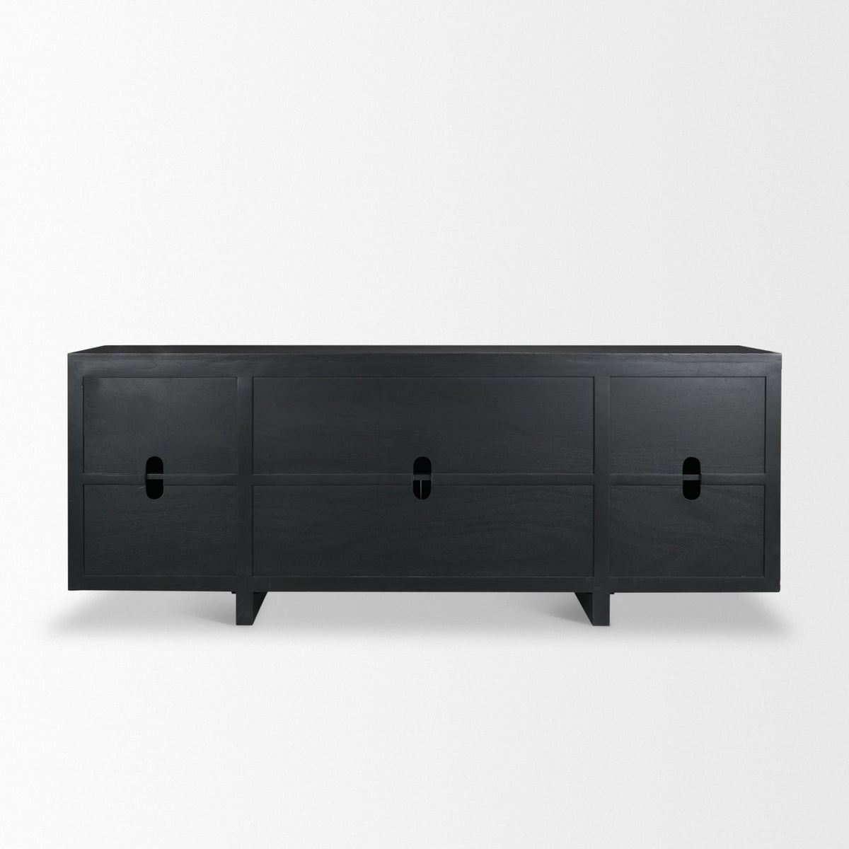 Rowan Black Oak Wood Closed 4 Door Sideboard - Ornate Home