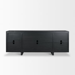 Rowan Black Oak Wood Closed 4 Door Sideboard - Ornate Home