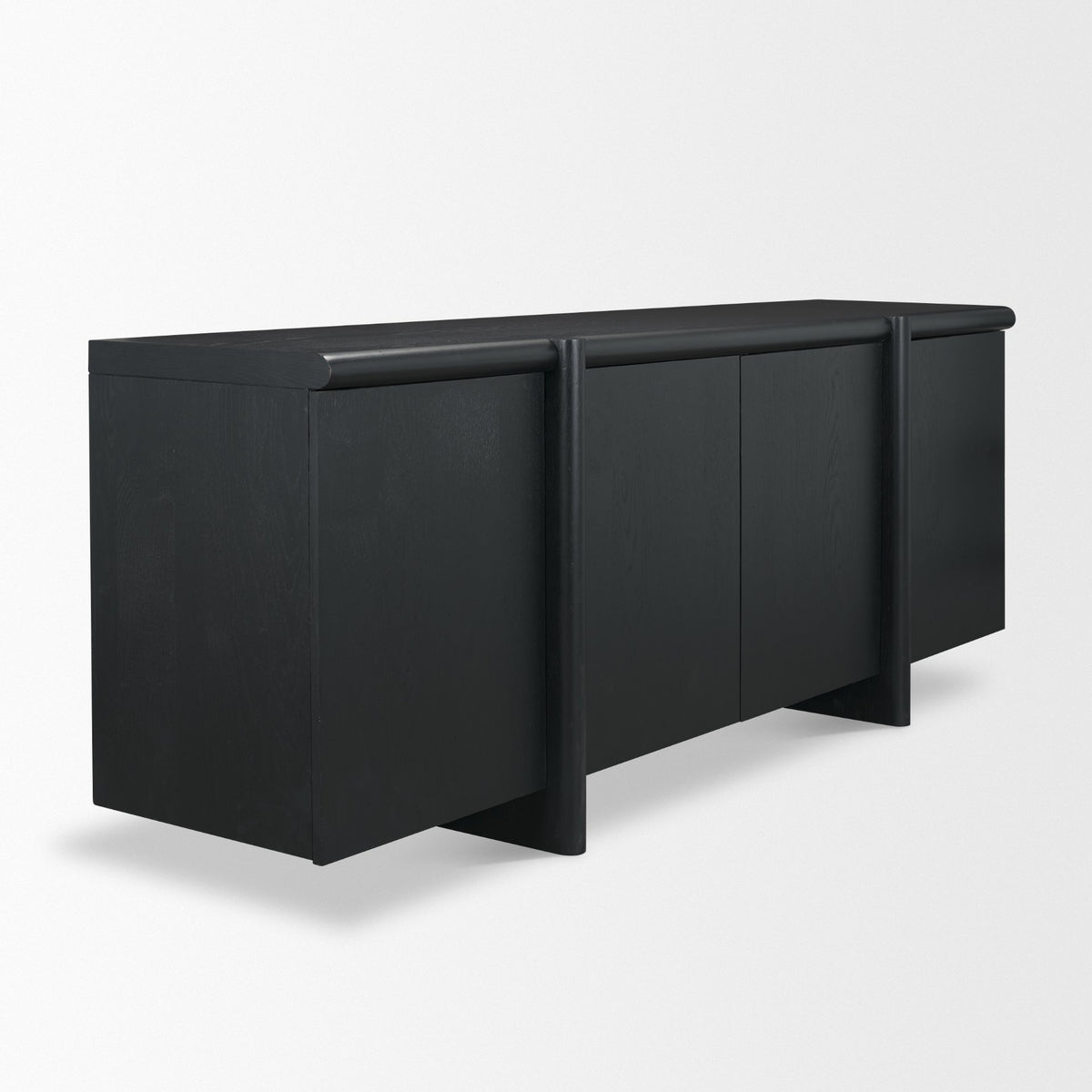 Rowan Black Oak Wood Closed 4 Door Sideboard - Ornate Home