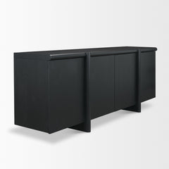 Rowan Black Oak Wood Closed 4 Door Sideboard - Ornate Home