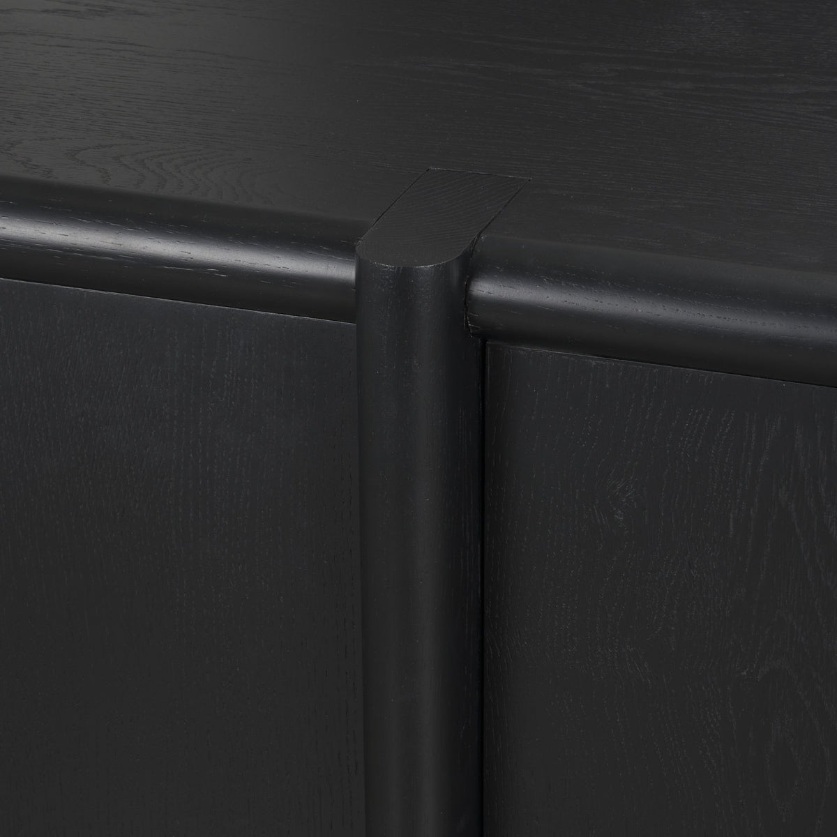 Rowan Black Oak Wood Closed 4 Door Sideboard - Ornate Home