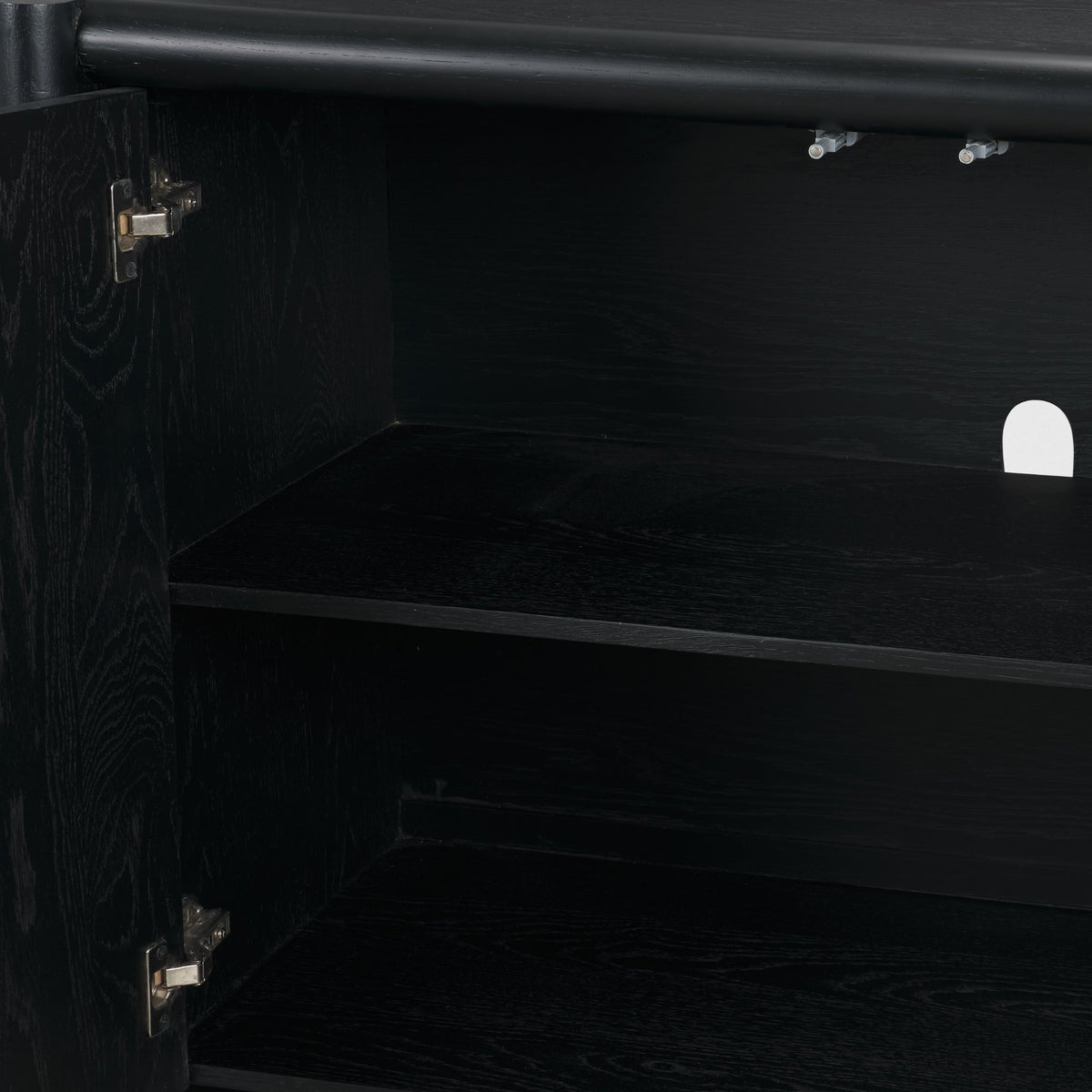 Rowan Black Oak Wood Closed 4 Door Sideboard - Ornate Home