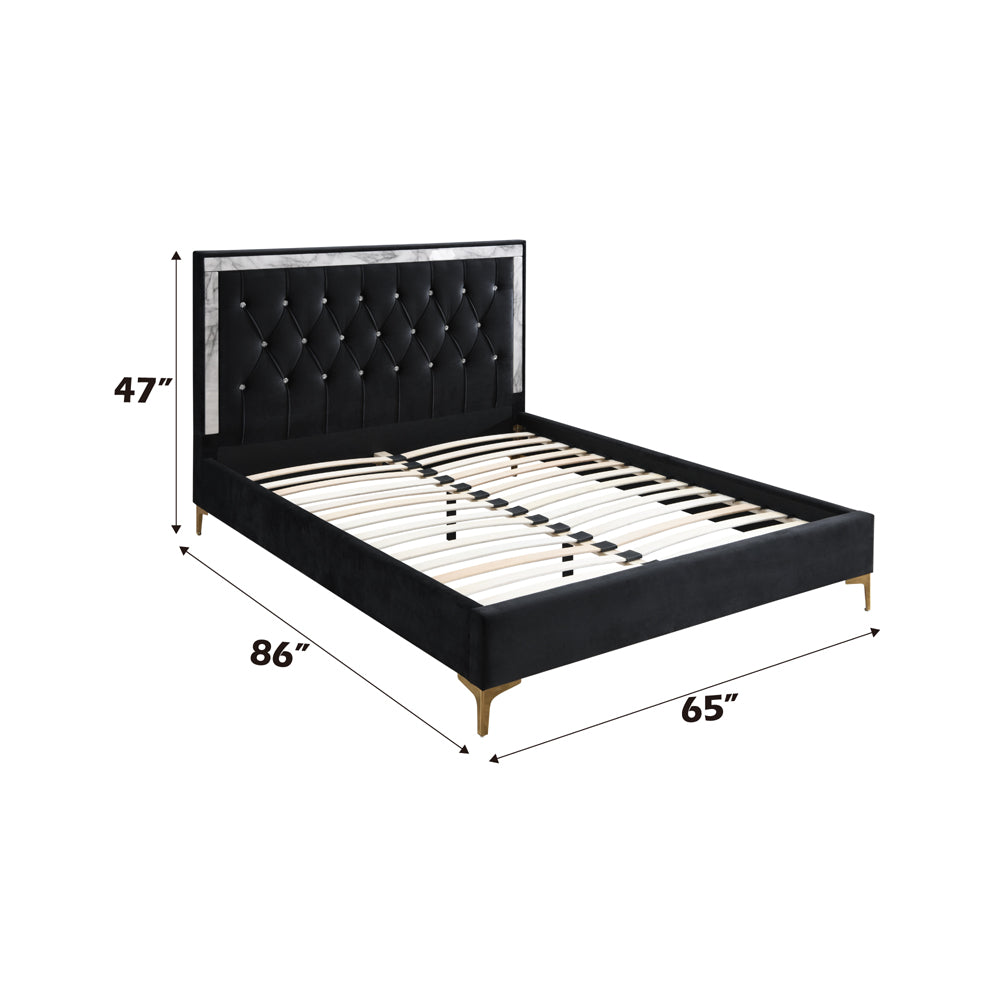 Rowan Black Velvet Upholstered Bed Frame - Ornate Home