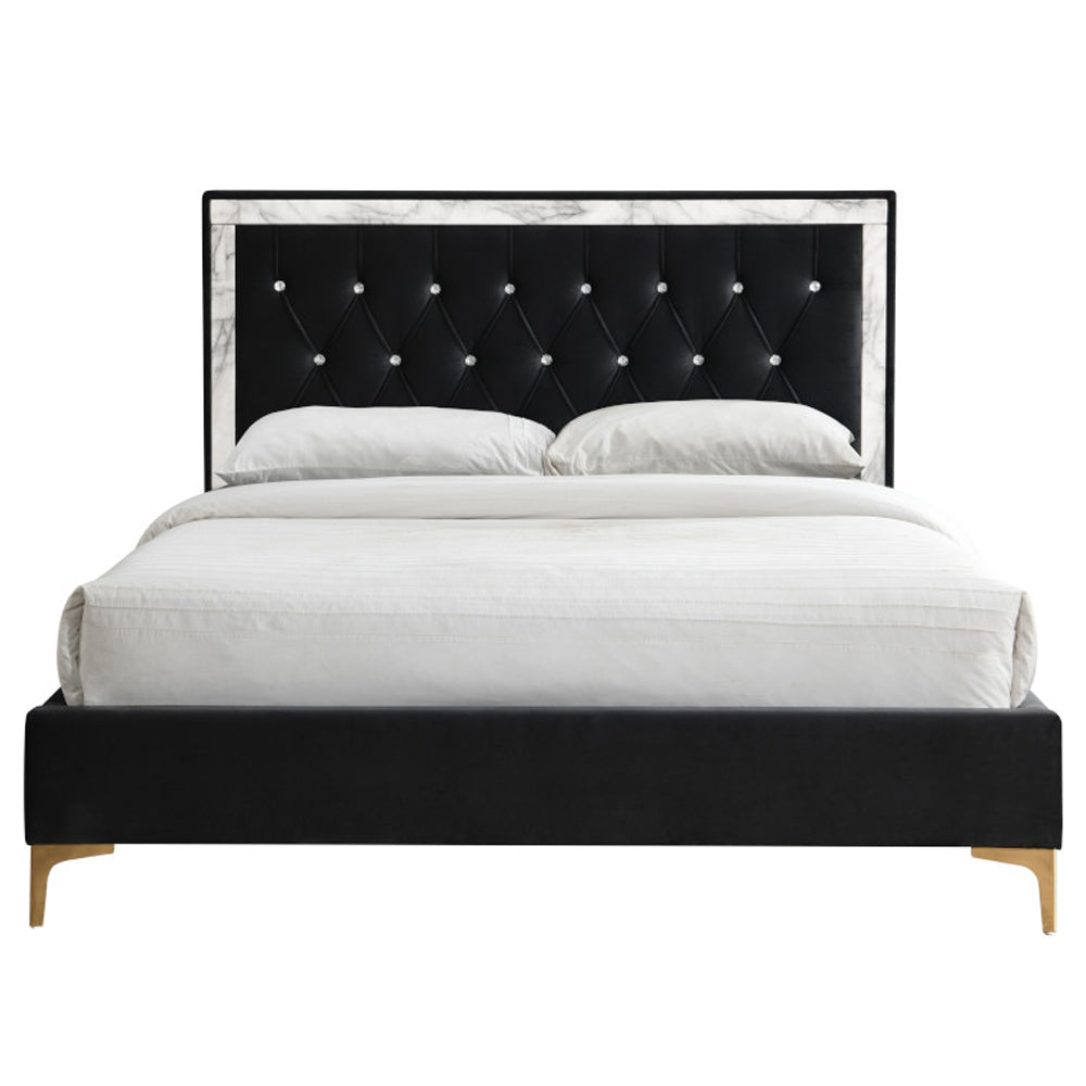 Rowan Black Velvet Upholstered Bed Frame - Ornate Home
