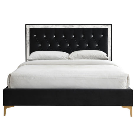 Rowan Black Velvet Upholstered Bed Frame - Ornate Home