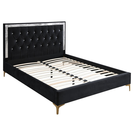 Rowan Black Velvet Upholstered Bed Frame - Ornate Home