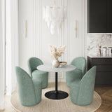 Rowan Gun Metal/Blue 42 Round Marble Dining Table w/ 4 Landon Chairs - Ornate Home