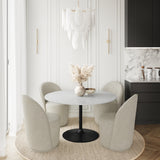 Rowan Gun Metal/Grey 54 Round Marble Dining Table w/ 4 Landon Chairs - Ornate Home