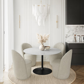 Rowan Gun Metal/Grey 54 Round Marble Dining Table w/ 4 Landon Chairs - Ornate Home