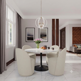 Rowan Gun Metal/Natural 54 Round Marble Dining Table w/ 4 Landon Chairs - Ornate Home