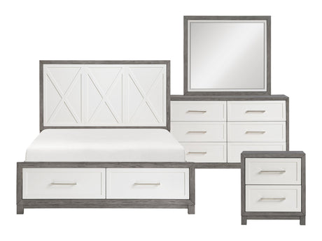 Rowan Ivory/Gray 4-Piece Queen Bedroom Set - Ornate Home