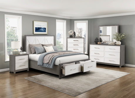 Rowan Ivory/Gray 4-Piece Queen Bedroom Set - Ornate Home