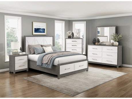 Rowan Ivory/Gray 5-Piece Queen Bedroom Set - Ornate Home
