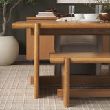 Rowan Light Brown Oak Wood Bench - Ornate Home