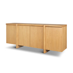 Rowan Light Brown Oak Wood Closed 4 Door Sideboard - Ornate Home