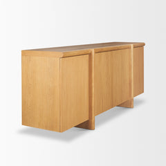 Rowan Light Brown Oak Wood Closed 4 Door Sideboard - Ornate Home