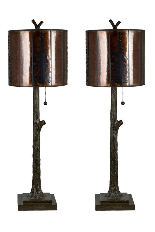 Rowan Oak Brown Table Lamp (Set of 2) - Ornate Home