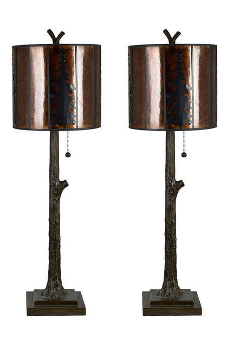 Rowan Oak Brown Table Lamp (Set of 2) - Ornate Home