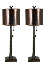 Rowan Oak Brown Table Lamp (Set of 2) - Ornate Home
