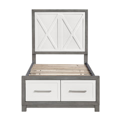 Rowan Silver Twin Platform Bed With Footboard Storage - Ornate Home