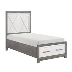 Rowan Silver Twin Platform Bed With Footboard Storage - Ornate Home