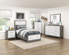 Rowan Silver Twin Platform Bed With Footboard Storage - Ornate Home